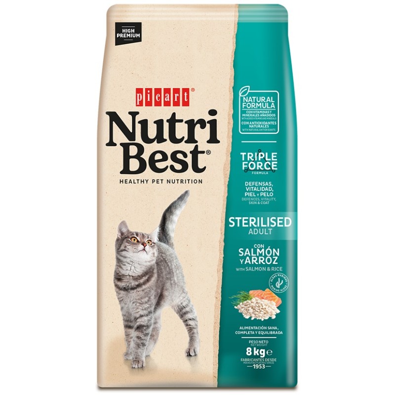 NutriBest Cat Adult Sterilised Salmon & Rice 8kg
